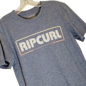 Rip Curl Mens Small Blue Heather Graphic Logo Short Sleeve‎ Surf T-Shirt S
